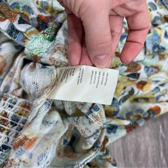 Anthropologie twist front boho floral printed balloon sleeve blouse - Picture 5 of 7